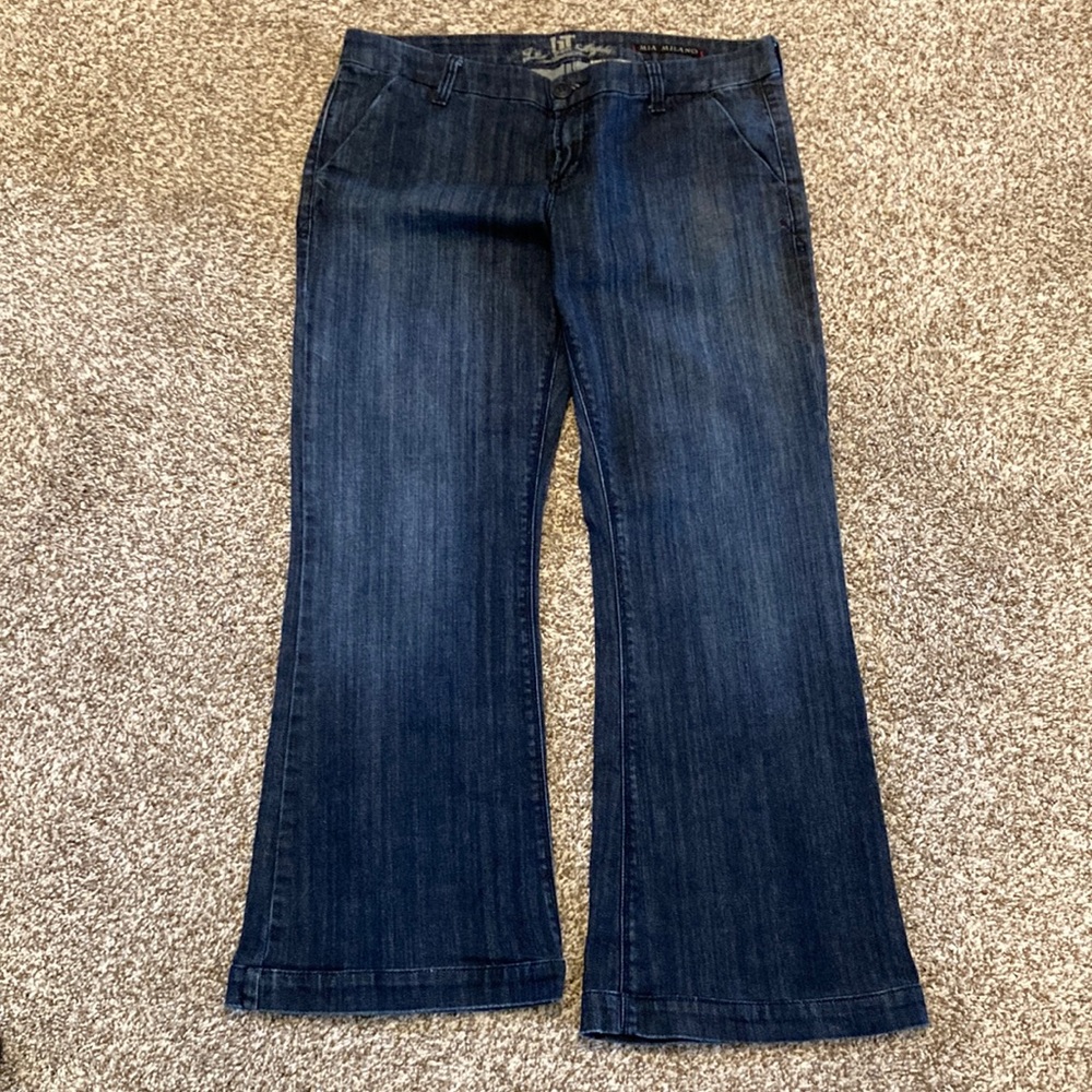 !iT Jeans Dark Wash Rinse Mia Milano Denim Cuffed Trouser/ Wide Leg Jeans.